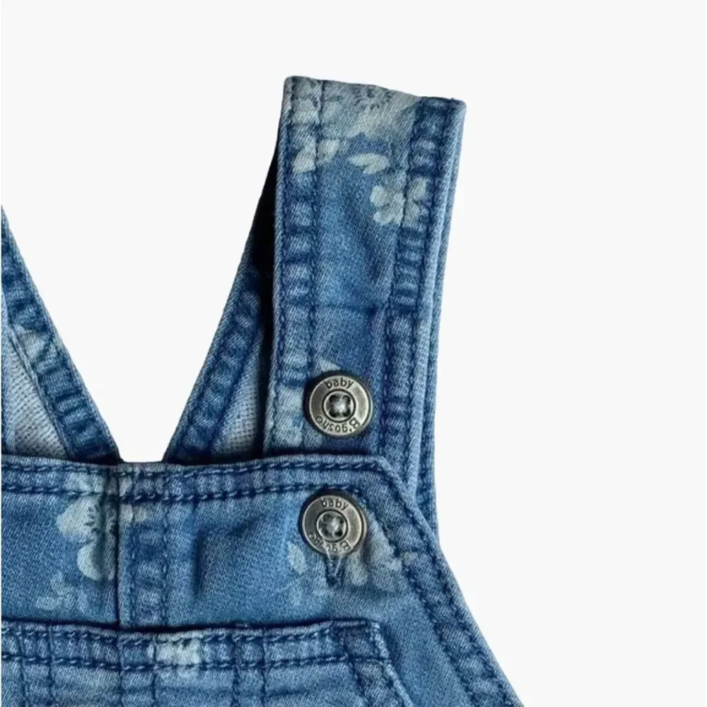 OshKosh B'Gosh Overalls Infant Girls Size 6 Months denim jeans Pants Gold Belt F